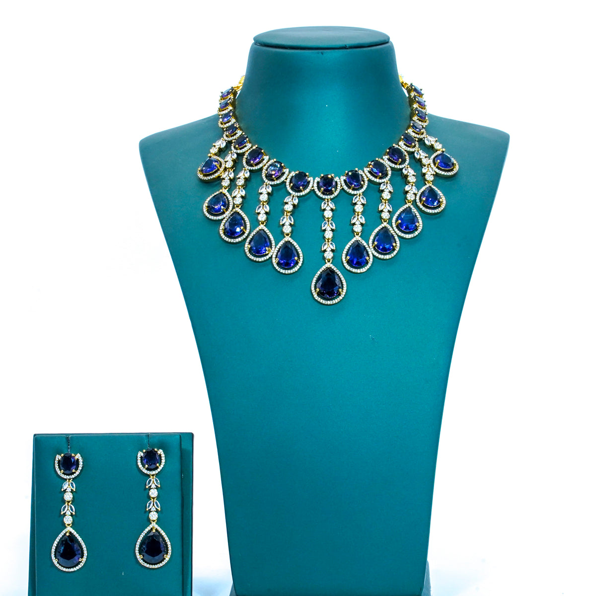 Short necklace, set with American Diamond stones. Ahankaraka AKSN61.