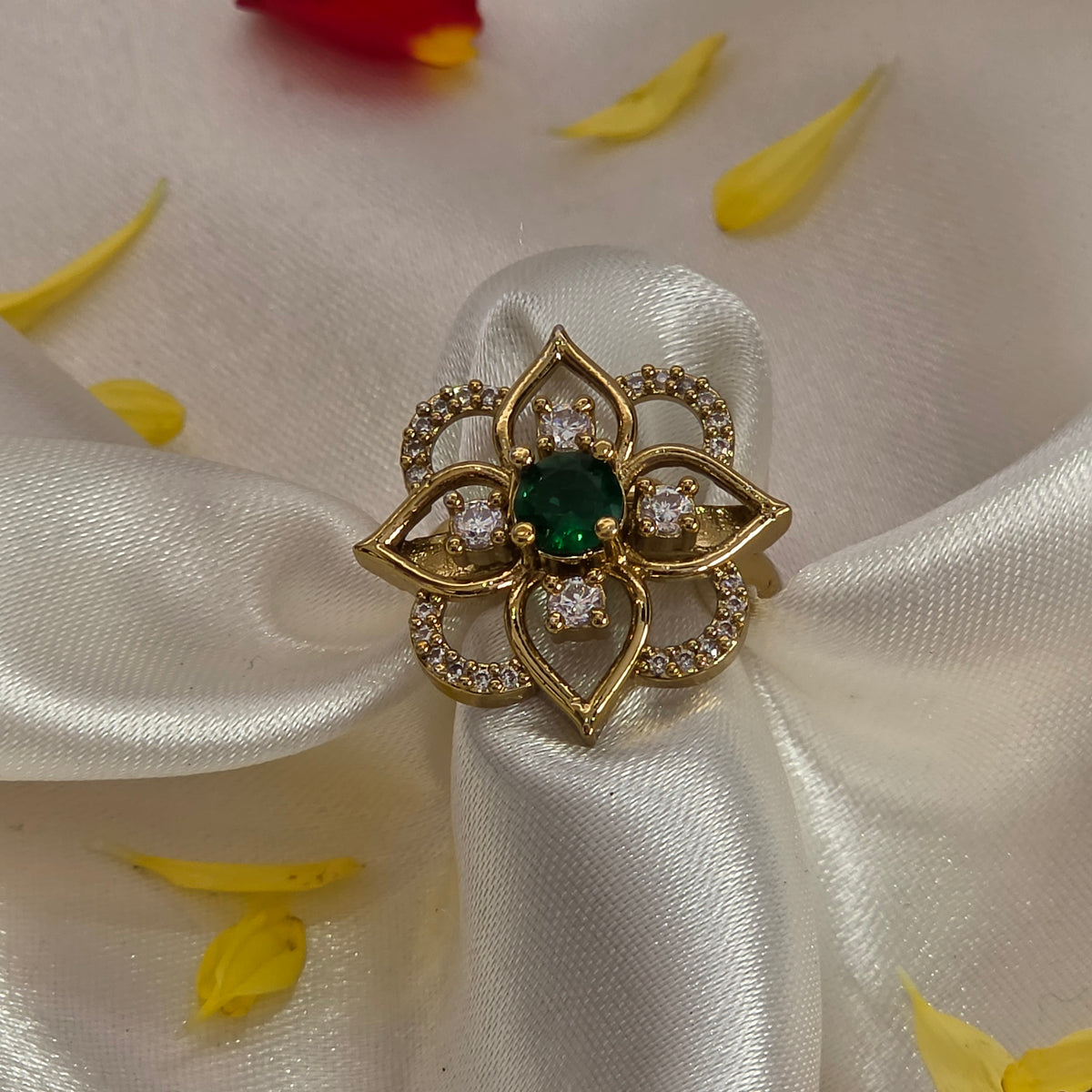 Finger ring, set with American Diamond stones. Ahankaraka AKFR17.
