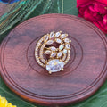 Finger ring, set with white stones, floral motif. Ahankaraka AKFR05.